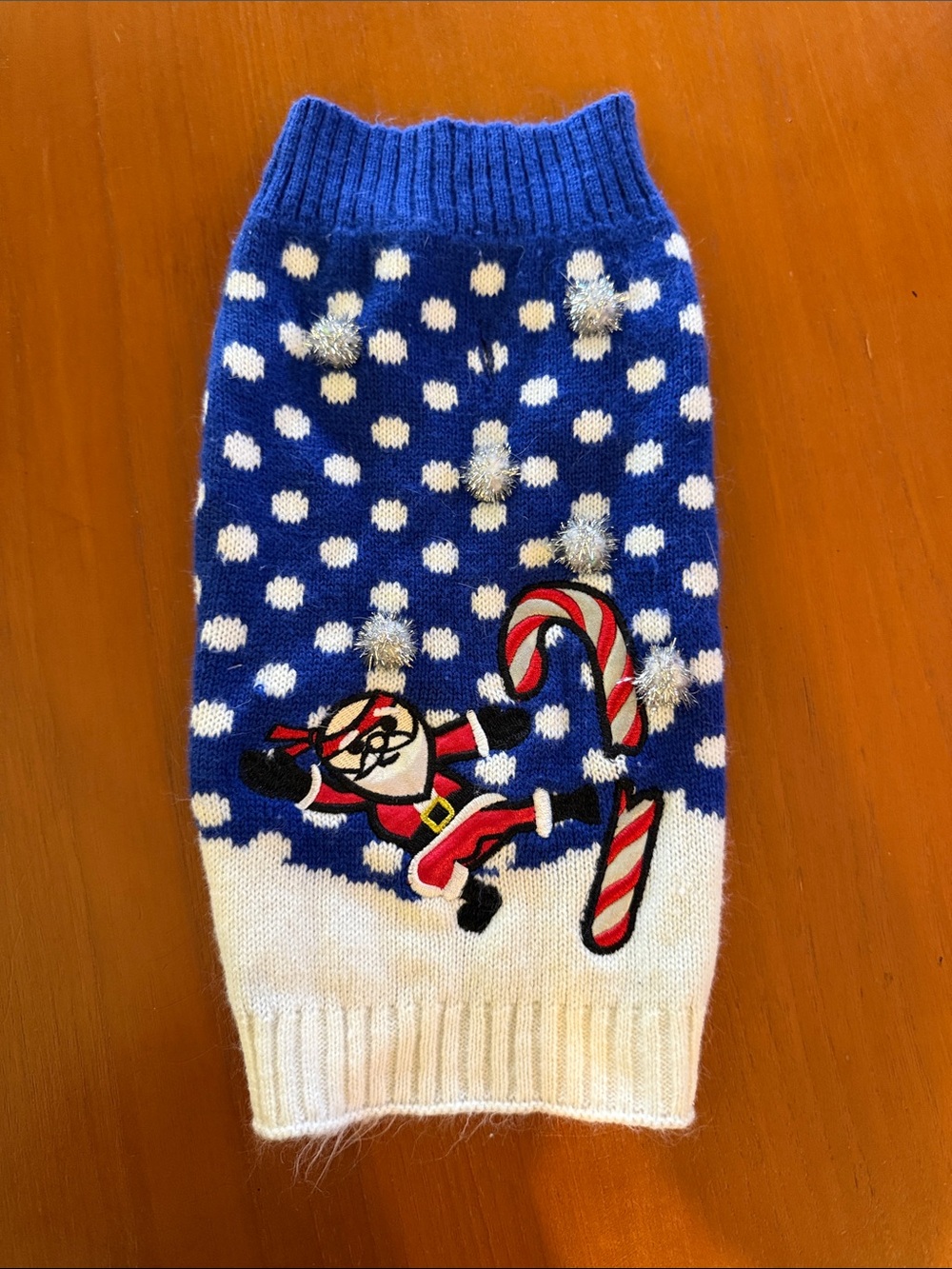 Festive Blue & White Holiday Dog Sweater